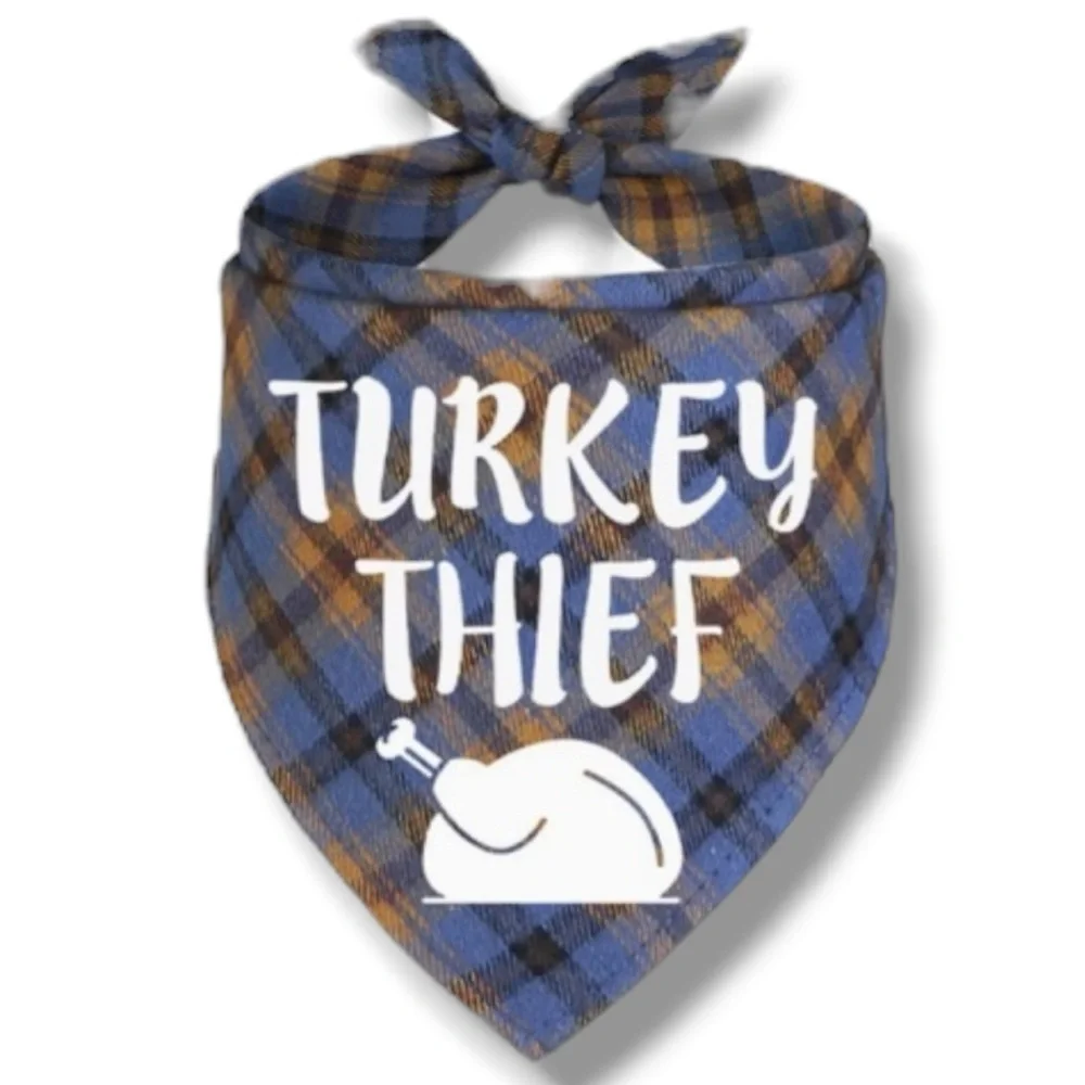 Thanksgiving Dog “Turkey Thief “Bandana S/M- NEW
